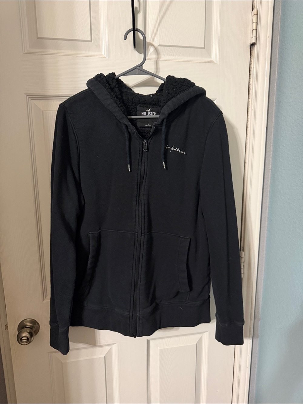 Hollister Black Zip-Up Sherpa Hoodie